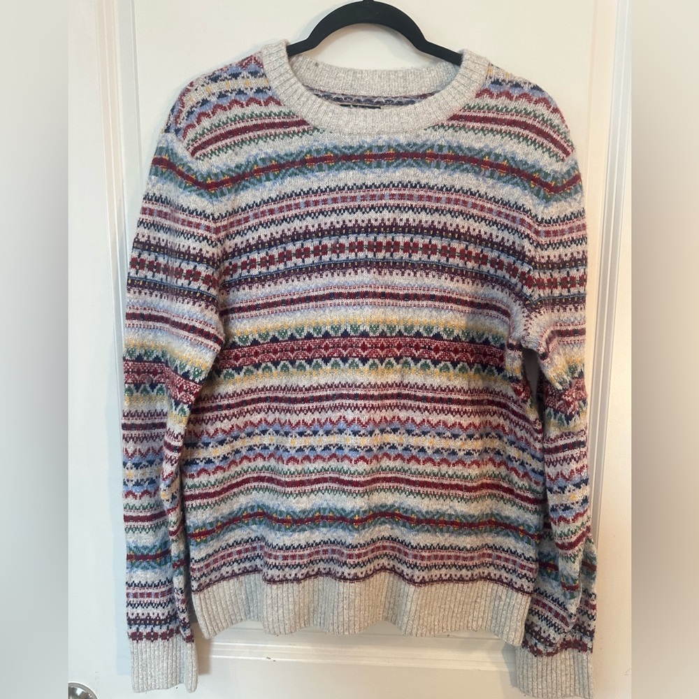 Abercrombie & Fitch Fair Isle Crew Neck Wool Blend Sweater, Medium